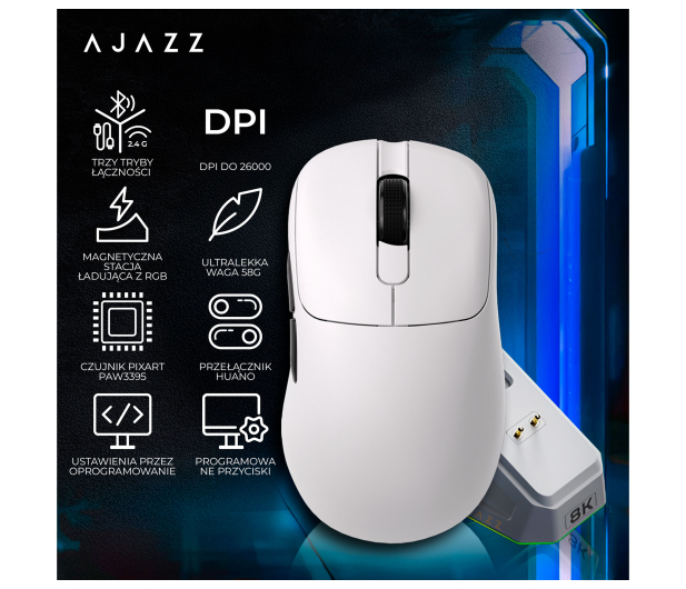 Ajazz AJ179PRO 3395-8K ze stacją dokującą biała - 1536387 - zdjęcie 14